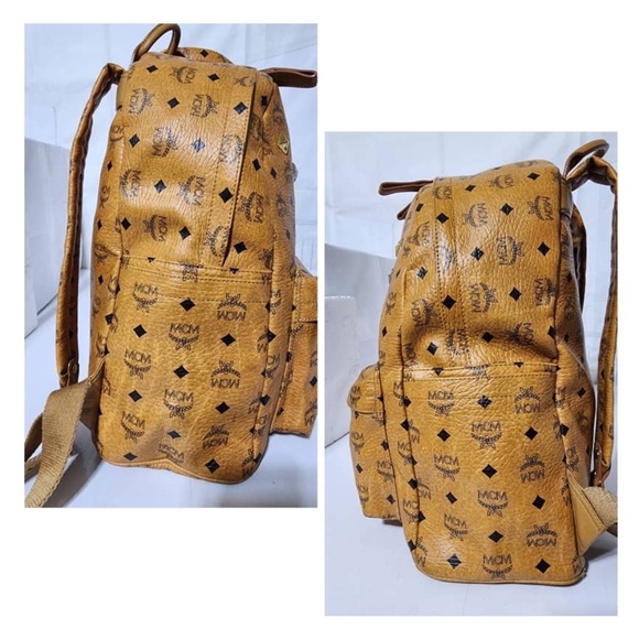 Authentic MCM Visetos Medium Sprinkle Stud Stark Backpack Cognac - Picture 10 of 16